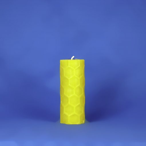 Beeswax 2.25" x 6" Hexagon Embossed Pillar Candle