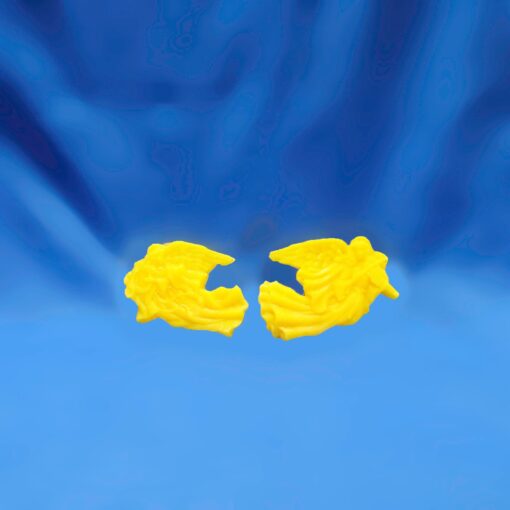 Beeswax Medium Pair of Flying Angels with Instruments Ornament