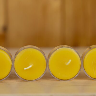 Beeswax Tea Lights with Clear Cups