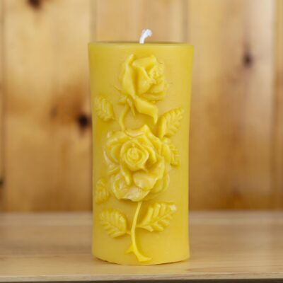 Beeswax Decorative Rose Pillar Candle
